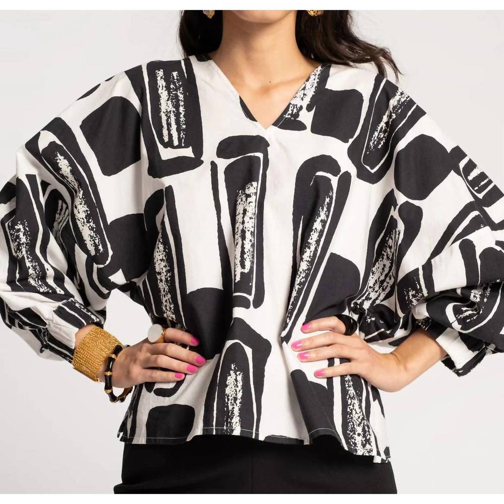 NEW FRANCES VALENTINE rosa top flintstone in oyster/black - Picture 3 of 3